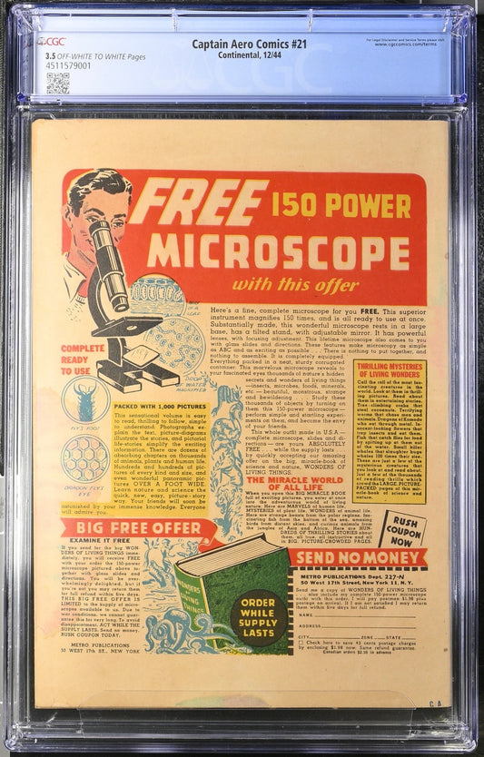 Captain Aero Comics #21 CGC 3.5