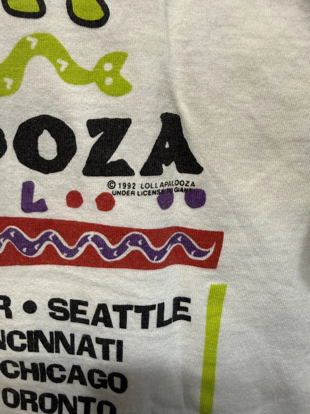 Vintage 1992 Lollapalooza Festival T-shirt White Rare Single Stitch Men L 20x29