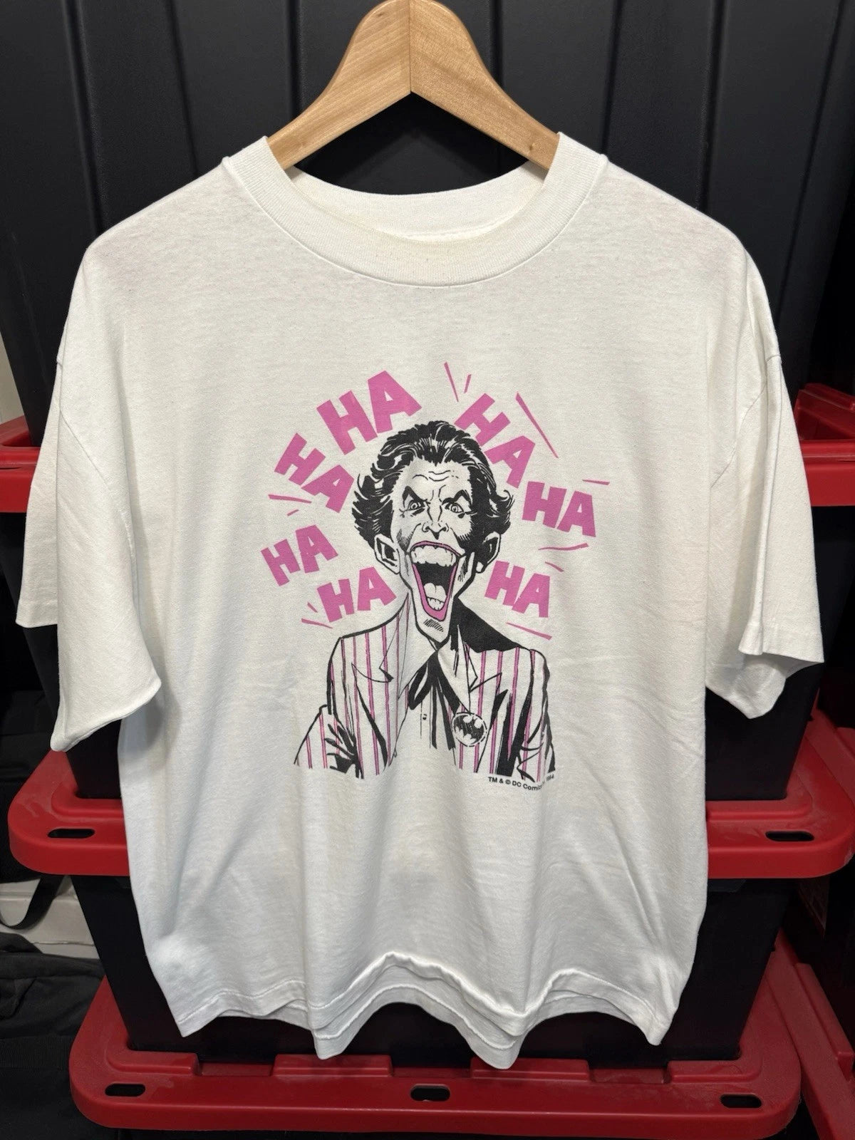 Vintage 80s The Joker Comic Art T Shirt White Mens Size XL 22x26 Batman USA Made
