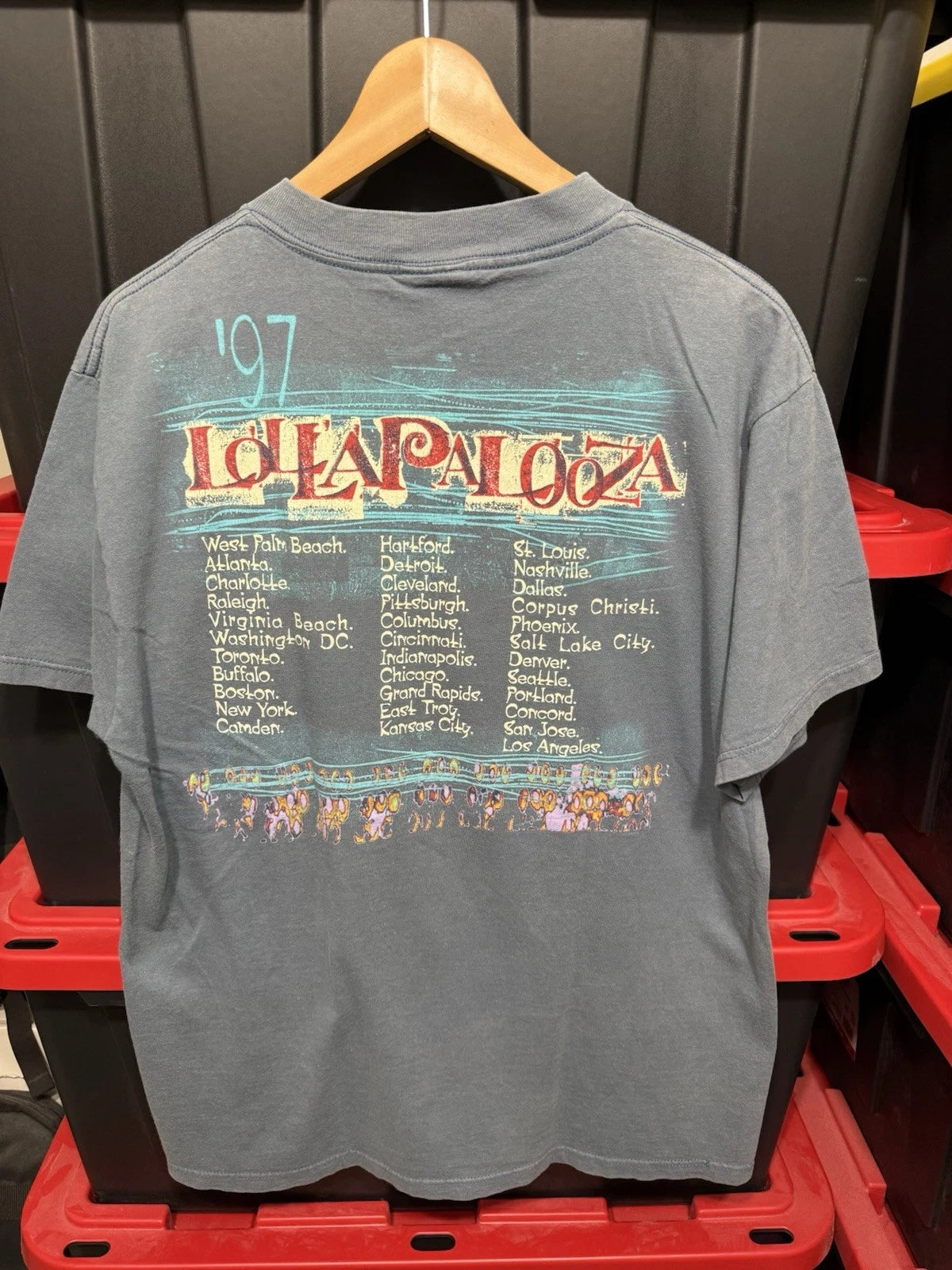 Vintage 1997 Lollapalooza Fractal Tour Shirt Mens Size L 21x29 Band T-shirt
