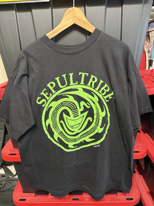 Vintage 1998 Sepultura "Sepultribe" Band T-Shirt Mens Size XL 24x29 Blue Grape