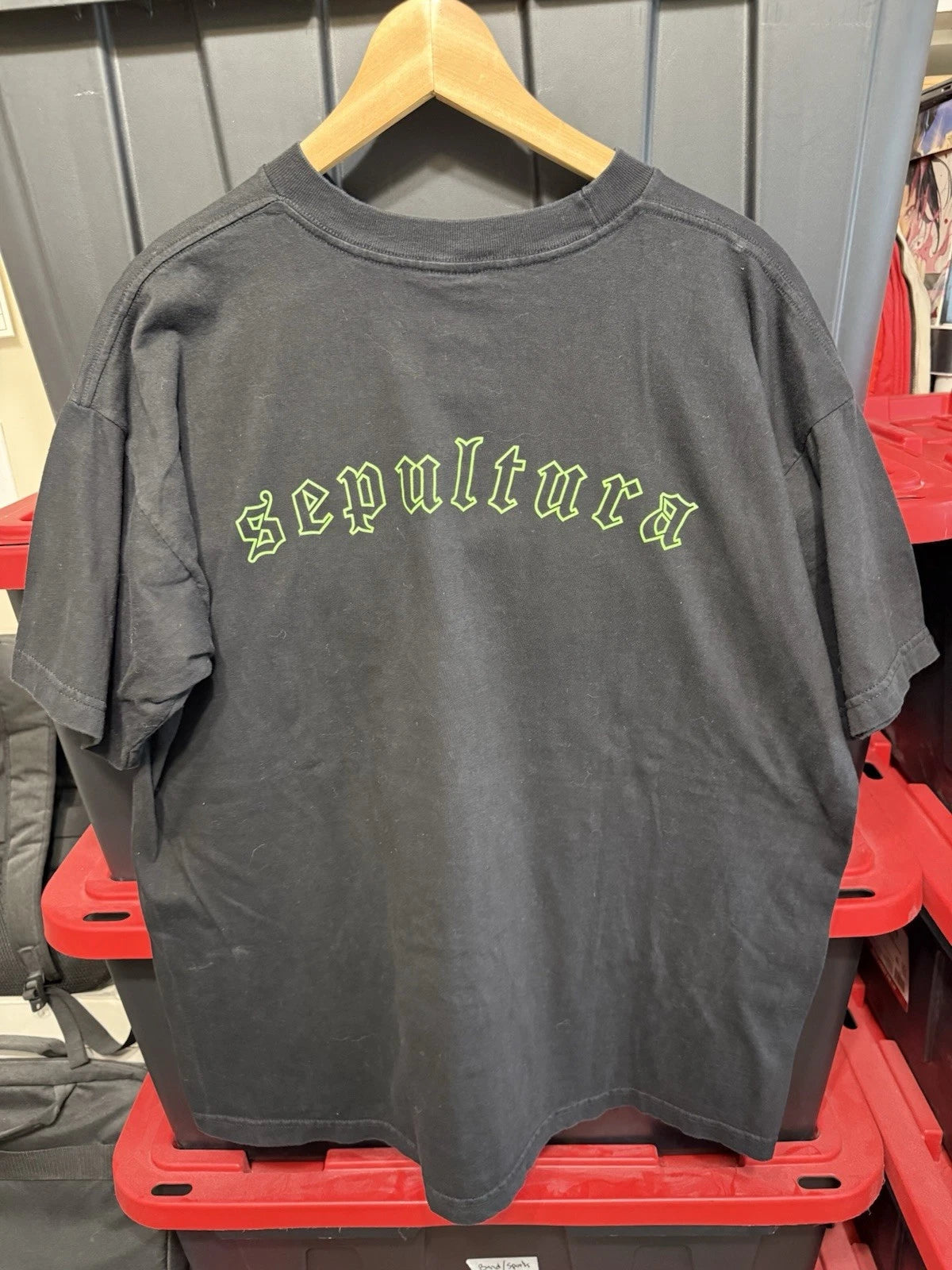 Vintage 1998 Sepultura "Sepultribe" Band T-Shirt Mens Size XL 24x29 Blue Grape