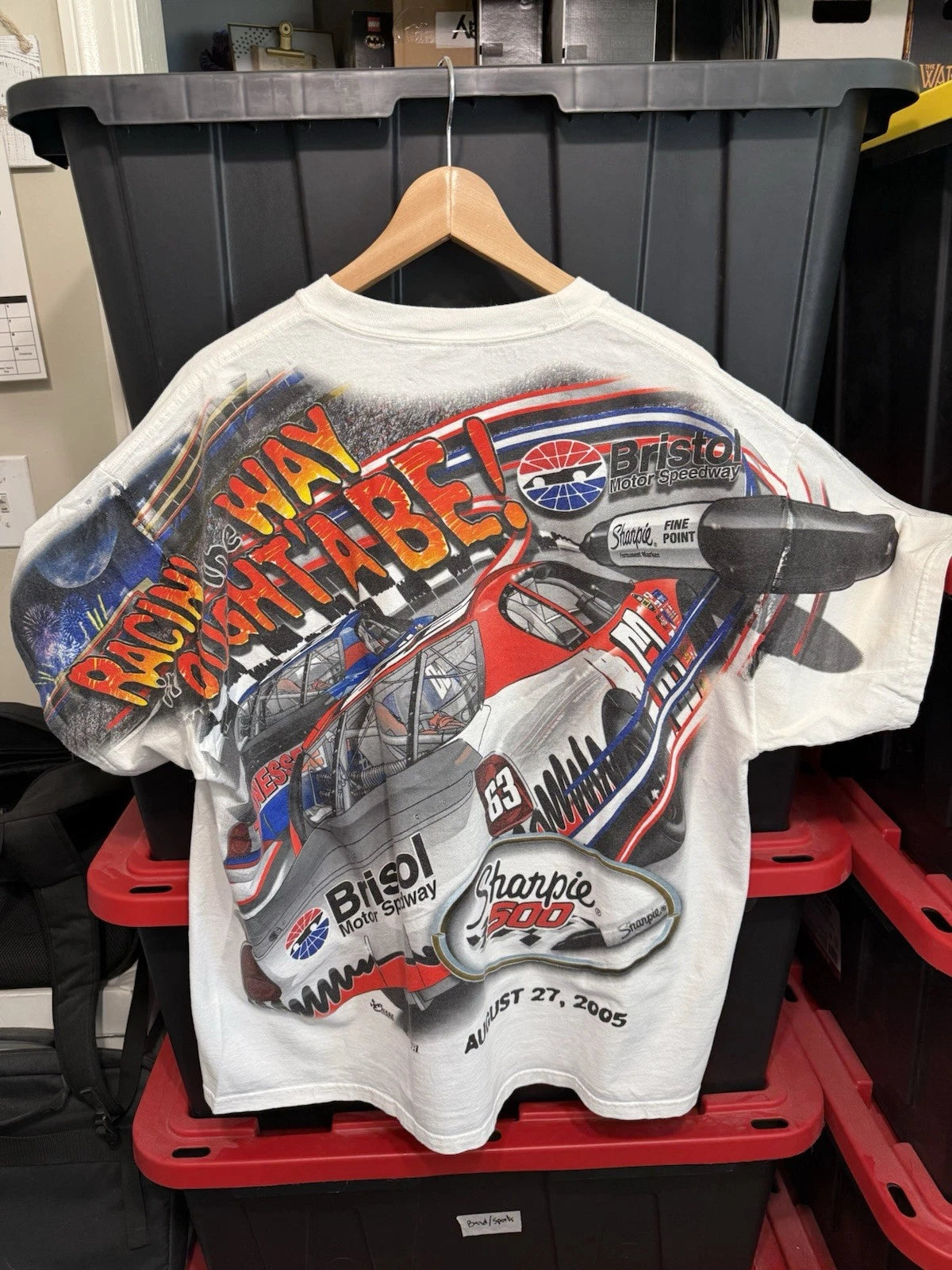 Vintage 2005 NASCAR Sharpie 500 All Over Print T-Shirt Mens Size XL 24x29 AOP