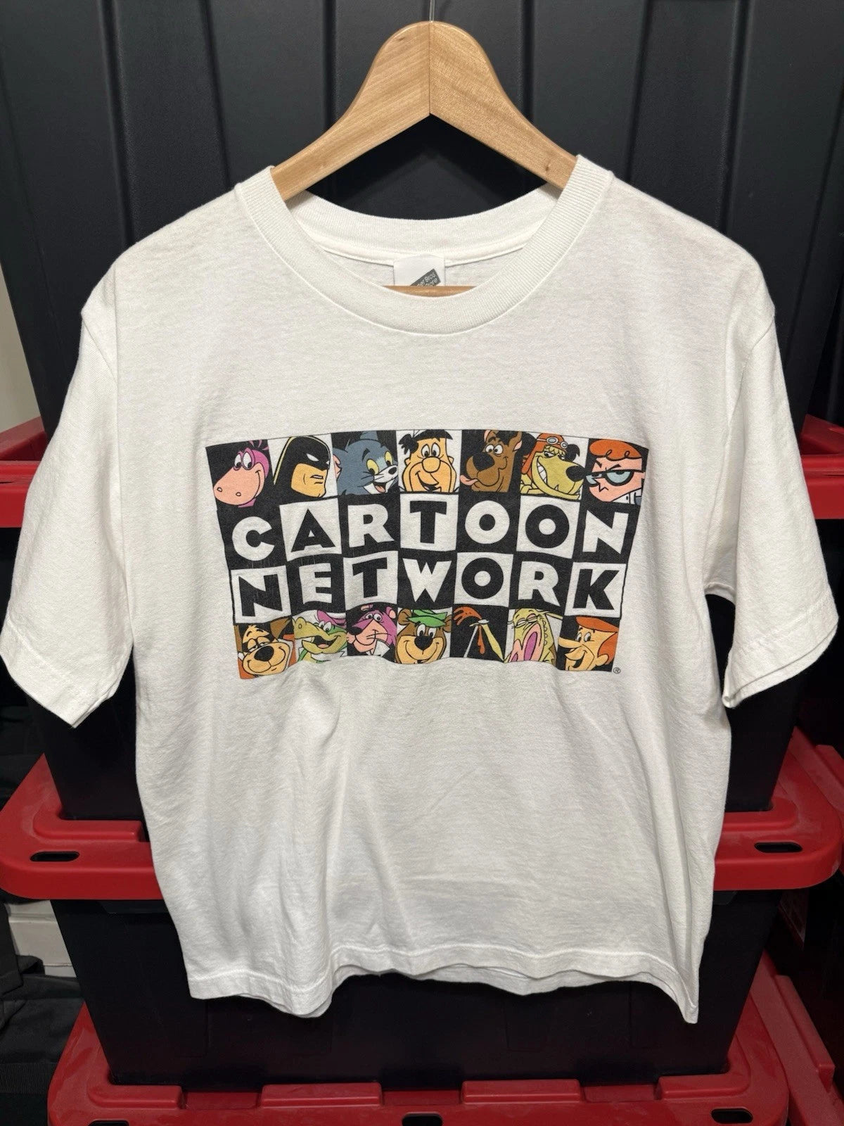 Vintage 90s Cartoon Network Box Logo Characters Graphic White Shirt M 19.5x23