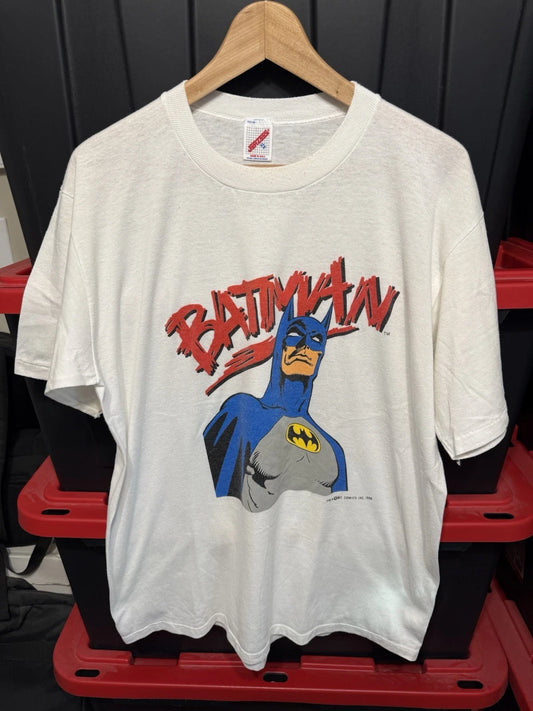 Vintage 80s Batman Shirt DC Comics White Mens Size XL 21.5x28 1988 Made In USA