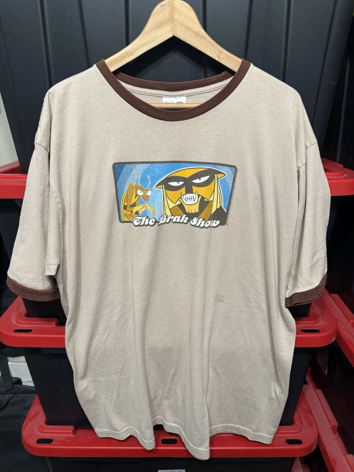 Vintage 2003 The Brak Show Cartoon Ringer T Shirt Adult Swim Size XL 23.5x31