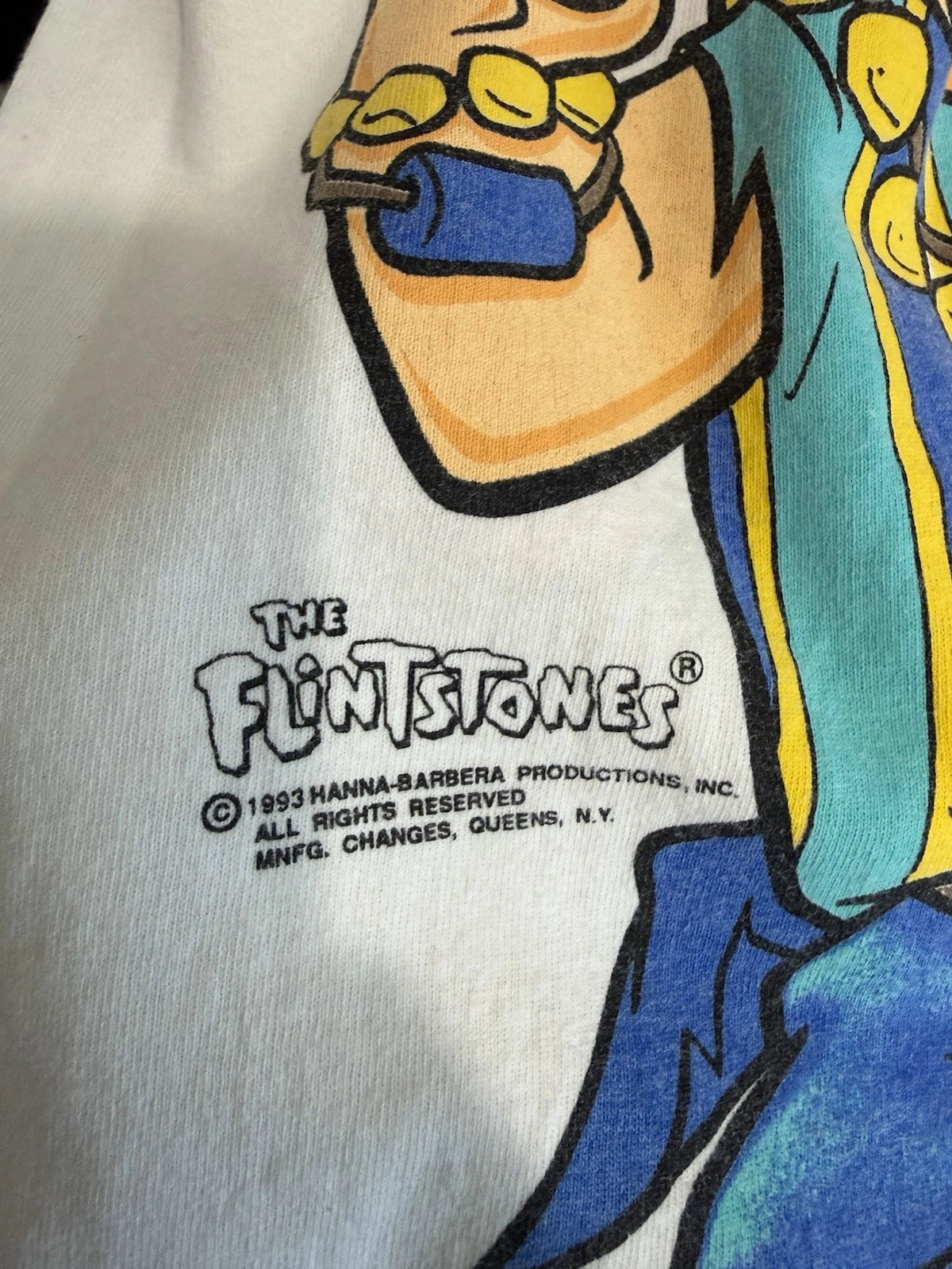 Vintage 90s Flintstones Fred Barney Peace Out Hip Hop Shirt Mens Size XL 23x30