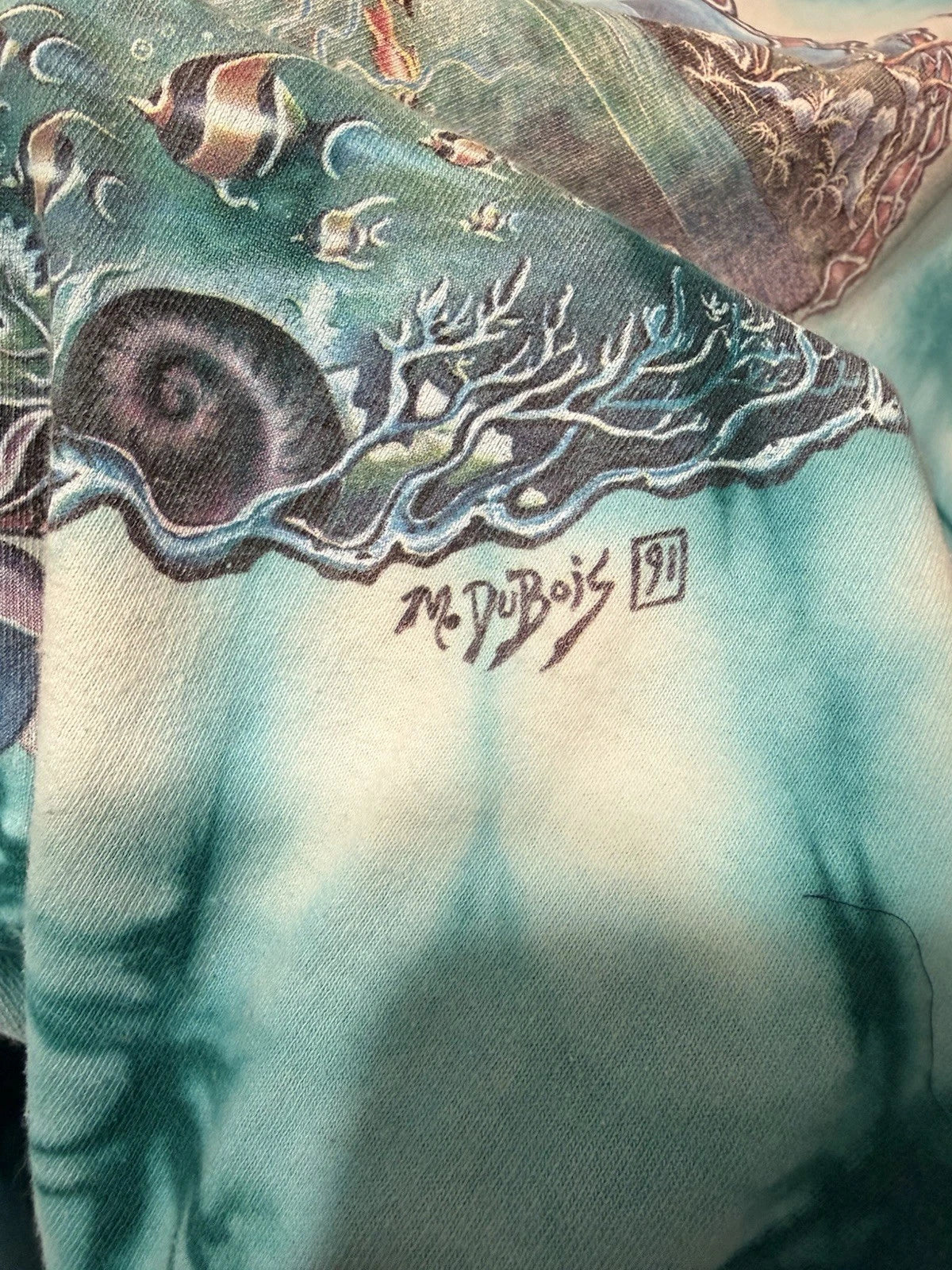 Vintage 1991 Mike DuBois Ocean Dolphin Turquoise Tie Dye Size L Grateful Dead