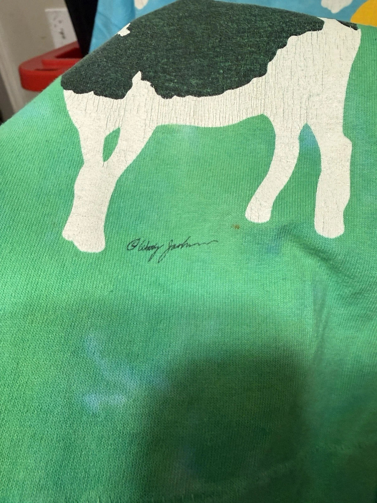 Vintage 90s Ben And Jerry's Liquid Blue Cow Tie Dye Shirt XL Single Stitch AOP