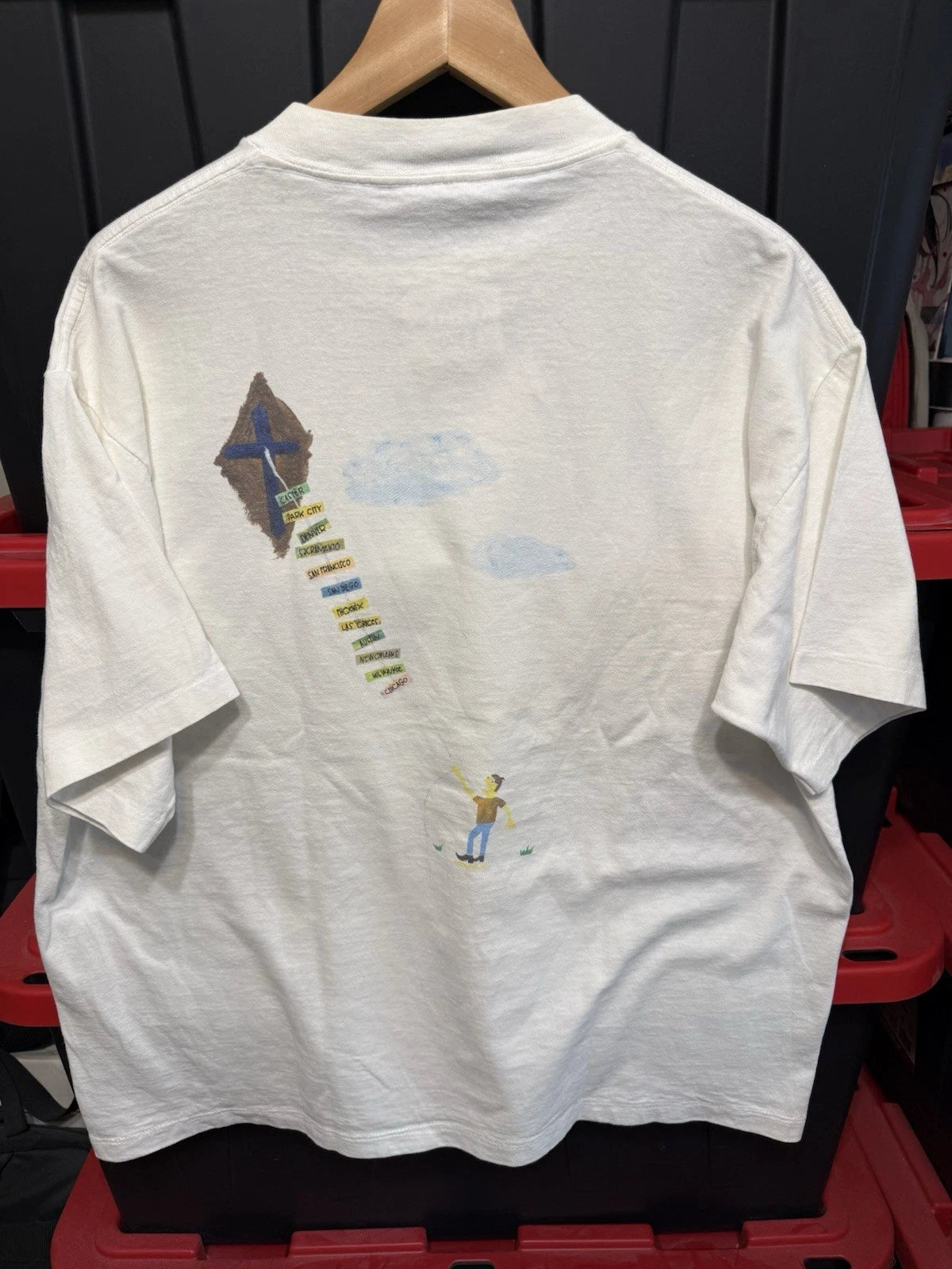 Vintage 1995 Pearl Jam Mr. Point T-Shirt White Mens XL 22.5x27 Band Tee