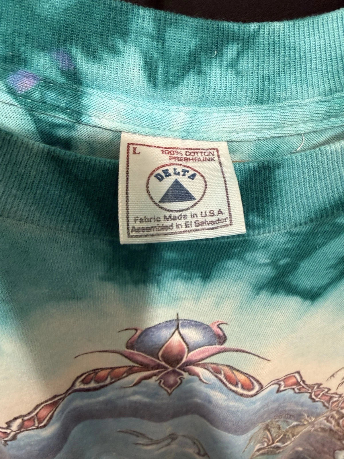 Vintage 1991 Mike DuBois Ocean Dolphin Turquoise Tie Dye Size L Grateful Dead