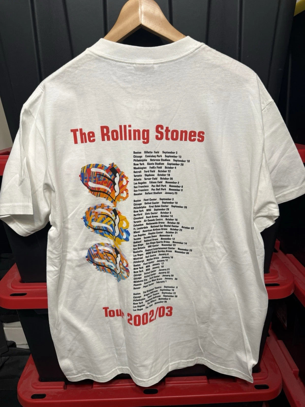 Vintage Y2K Rolling Stones T Shirt Mens Size L 21.5x30 Licks Tongue Tour 2002