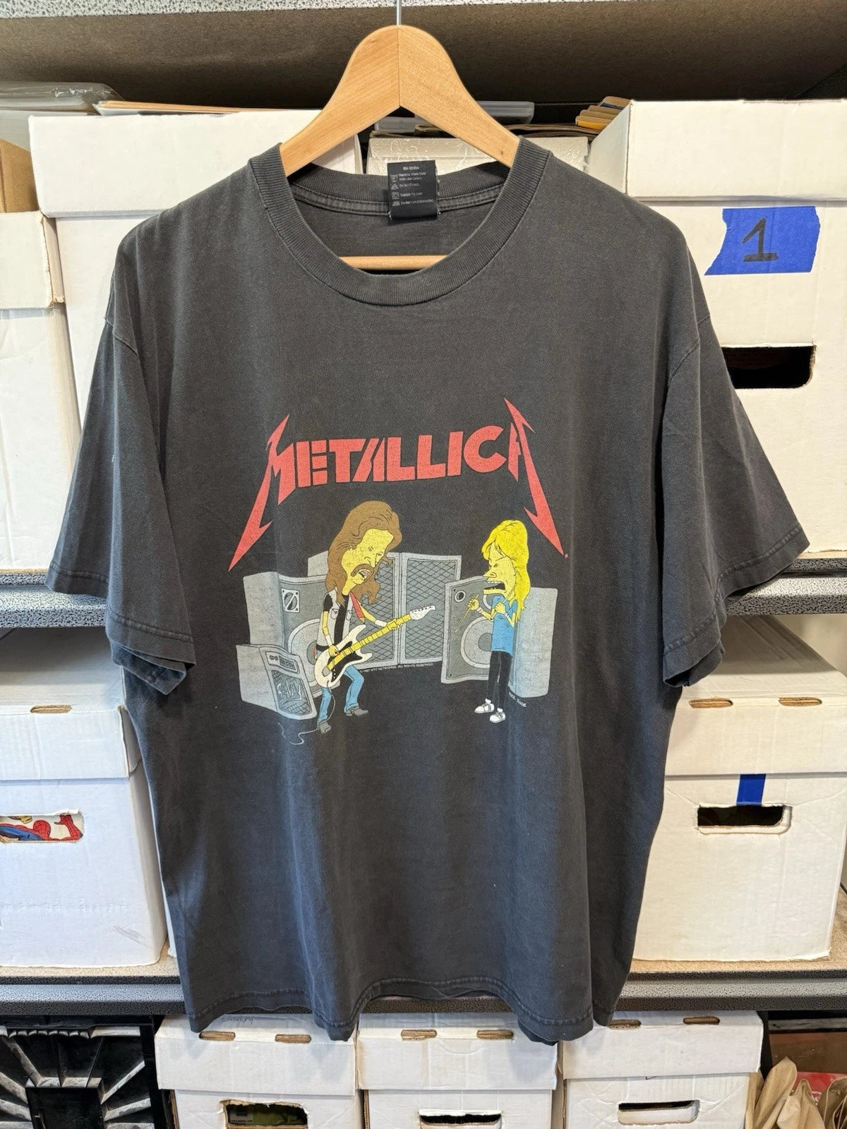 Vintage 1997 Metallica Beavis And Butthead Shirt Mens XL Black 23x29 Band Tee