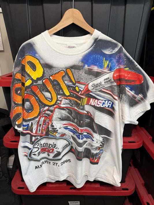 Vintage 2005 NASCAR Sharpie 500 All Over Print T-Shirt Mens Size XL 24x29 AOP