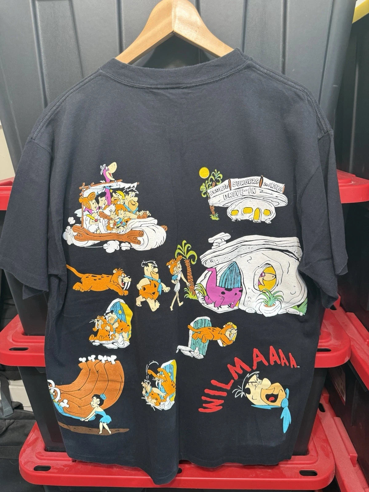 Vintage 1994 The Flintstones Cartoon All Over Print T-Shirt Size XL 23x30 AOP