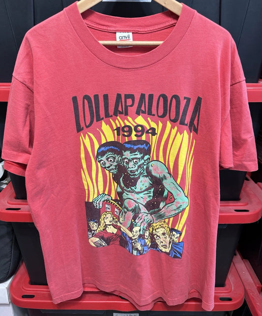 Vintage 1994 Lollapalooza Music Festival Red Mens Size XL 22x29 90s Rock Shirt
