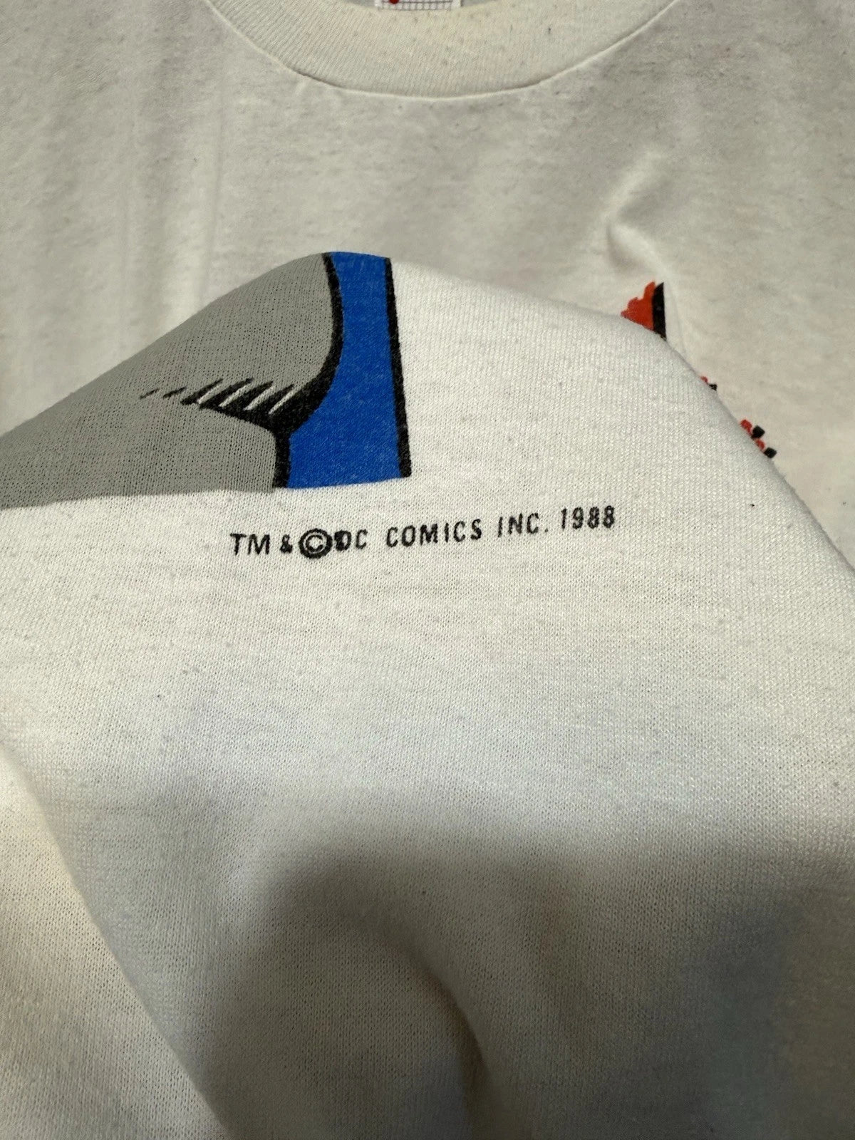 Vintage 80s Batman Shirt DC Comics White Mens Size XL 21.5x28 1988 Made In USA