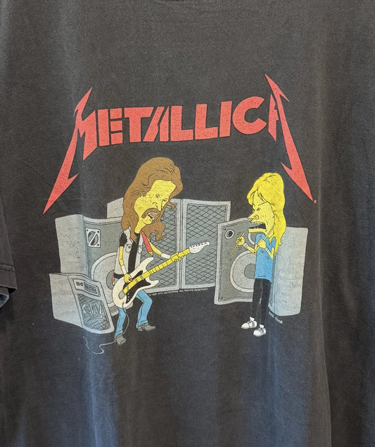 Vintage 1997 Metallica Beavis And Butthead Shirt Mens XL Black 23x29 Band Tee