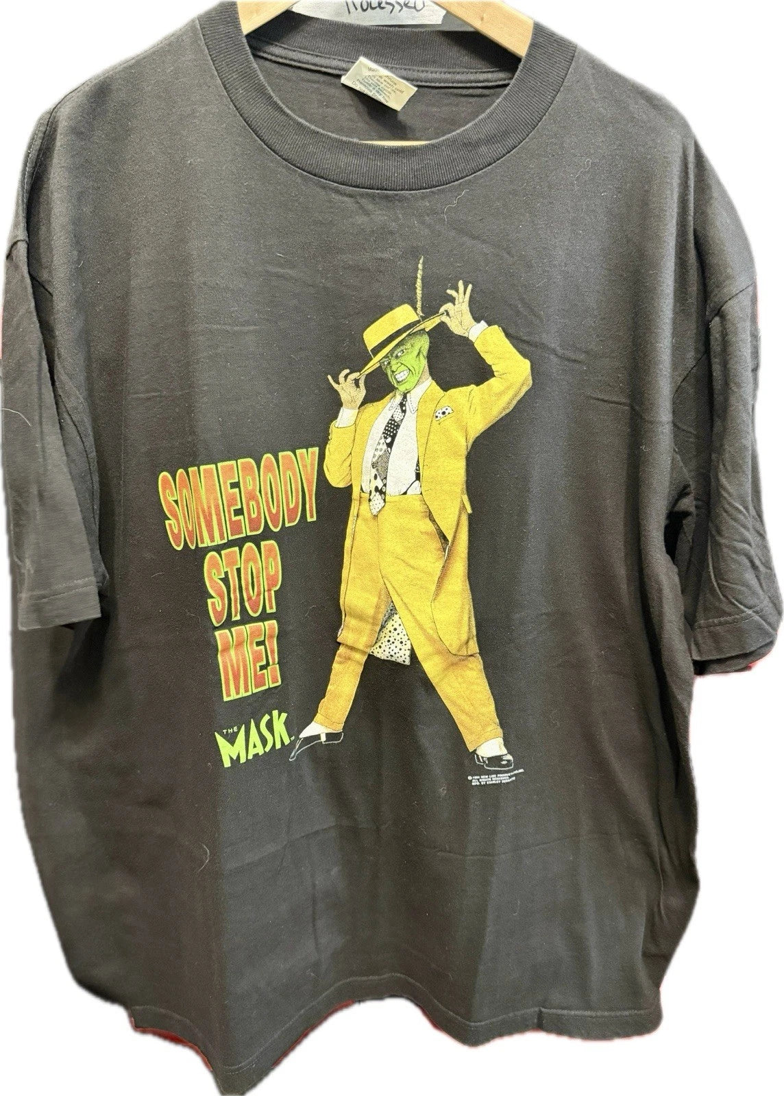 Vintage 1994 The Mask Somebody Stop Me Movie Promo Shirt Mens Size XL 23.5x30